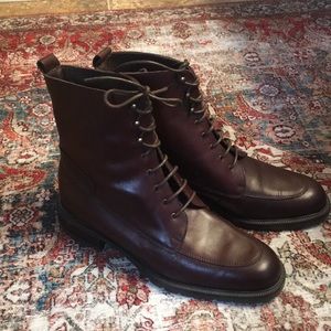 Eddie Bauer lace up boots, brown leather, size 9.5